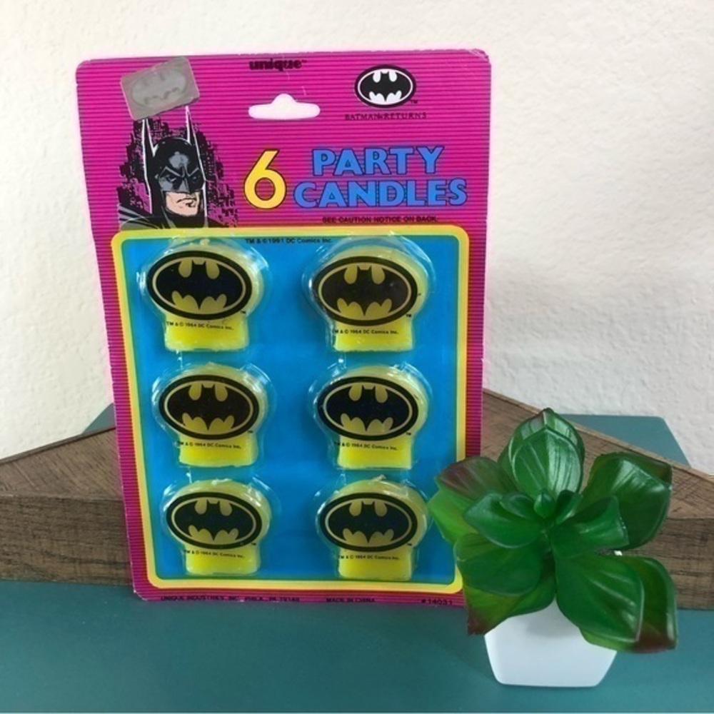 Batman Returns Candles 6 Party Yellow Vintage 1992 DC Comics New In Packaging